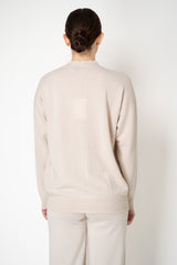 Peserico Wool Cashmere Knit V-neck Cardigan in Oat