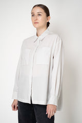 Peserico Button-Up Striped Blouse with Patch Pockets in White