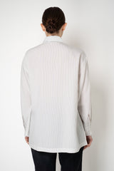 Peserico Button-Up Striped Blouse with Patch Pockets in White