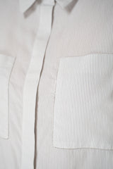 Peserico Button-Up Striped Blouse with Patch Pockets in White