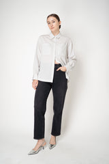Peserico Button-Up Striped Blouse with Patch Pockets in White