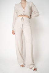 Peserico Wool Cashmere Pull-On Style Knit Trousers in Oat