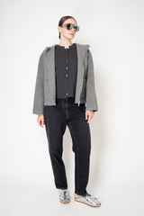 Peserico Wool Cashmere Hooded Flannel Jacket with Knit Back in Grey