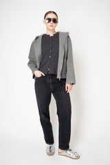 Peserico Wool Cashmere Hooded Flannel Jacket with Knit Back in Grey
