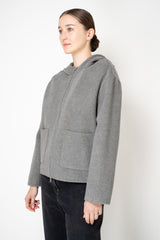Peserico Wool Cashmere Hooded Flannel Jacket with Knit Back in Grey