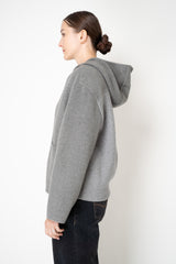 Peserico Wool Cashmere Hooded Flannel Jacket with Knit Back in Grey