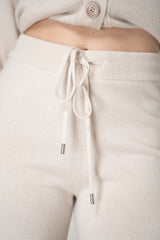 Peserico Wool Cashmere Pull-On Style Knit Trousers in Oat