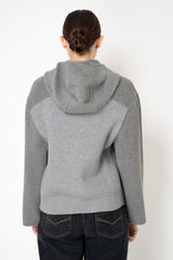 Peserico Wool Cashmere Hooded Flannel Jacket with Knit Back in Grey