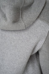 Peserico Wool Cashmere Hooded Flannel Jacket with Knit Back in Grey
