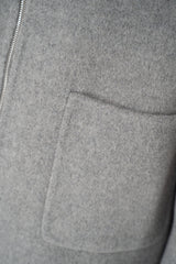 Peserico Wool Cashmere Hooded Flannel Jacket with Knit Back in Grey