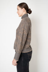 Fabiana Filippi Chine' Stitch Sequin High Neck Bomber Cardigan in Taupe