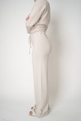 Peserico Wool Cashmere Pull-On Style Knit Trousers in Oat