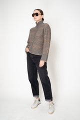 Fabiana Filippi Chine' Stitch Sequin High Neck Bomber Cardigan in Taupe