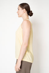 Fabiana Filippi Crepe De Chine Sleeveless Top With Tulle Trim in Butter Yellow