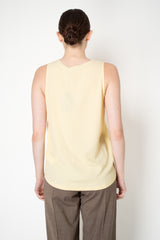 Fabiana Filippi Crepe De Chine Sleeveless Top With Tulle Trim in Butter Yellow