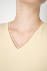 Fabiana Filippi Crepe De Chine Sleeveless Top With Tulle Trim in Butter Yellow