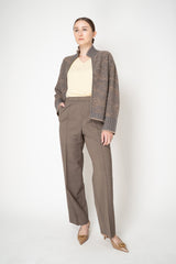 Fabiana Filippi Chine' Stitch Sequin High Neck Bomber Cardigan in Taupe