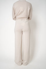 Peserico Wool Cashmere Pull-On Style Knit Trousers in Oat