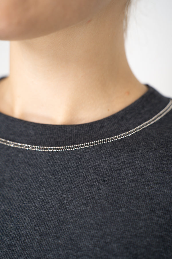 Peserico Jersey Long Sleeve Top in with Brilliant Beading in Grey