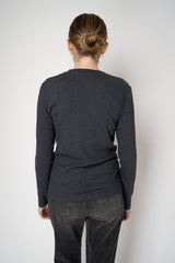 Peserico Jersey Long Sleeve Top in with Brilliant Beading in Grey