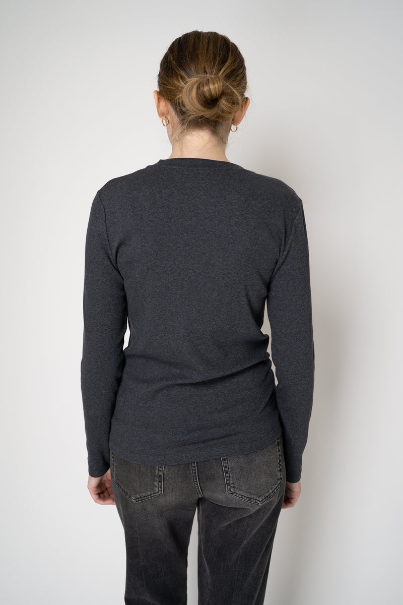Peserico Jersey Long Sleeve Top in with Brilliant Beading in Grey