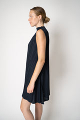 Pleats Please Issey Miyake Mellow Pleats Sleeveless Mockneck Tunic in Navy