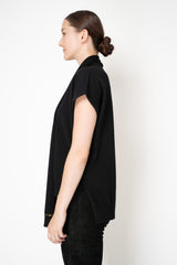 Fabiana Filippi Wool Cashmere Short Sleeve Pullover With Detachable Scarf in Black