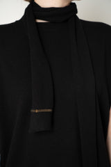 Fabiana Filippi Wool Cashmere Short Sleeve Pullover With Detachable Scarf in Black