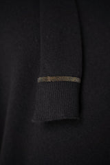 Fabiana Filippi Wool Cashmere Short Sleeve Pullover With Detachable Scarf in Black