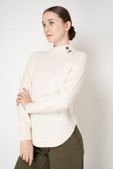 Rocco Ragni Wool Cashmere Knit Turtleneck Pullover with Brilliant Beading Detail in Off-White