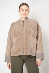 Lorena Antoniazzi Reversible Shearling Bomber Jacket in Taupe
