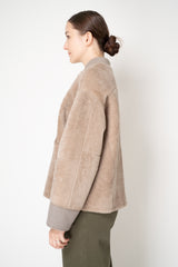 Lorena Antoniazzi Reversible Shearling Bomber Jacket in Taupe