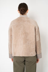Lorena Antoniazzi Reversible Shearling Bomber Jacket in Taupe
