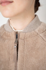 Lorena Antoniazzi Reversible Shearling Bomber Jacket in Taupe