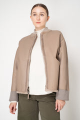 Lorena Antoniazzi Reversible Shearling Bomber Jacket in Taupe