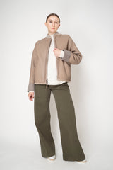 Lorena Antoniazzi Reversible Shearling Bomber Jacket in Taupe