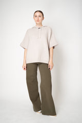 Rocco Ragni Knit Cashmere Hooded Pullover with Brilliant Detail in Oat