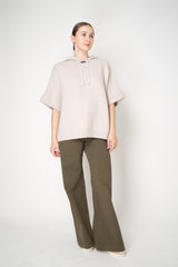 Rocco Ragni Knit Cashmere Hooded Pullover with Brilliant Detail in Oat