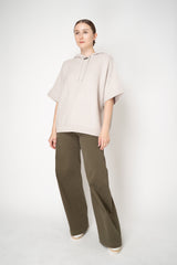 Rocco Ragni Knit Cashmere Hooded Pullover with Brilliant Detail in Oat