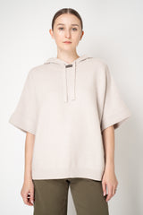 Rocco Ragni Knit Cashmere Hooded Pullover with Brilliant Detail in Oat
