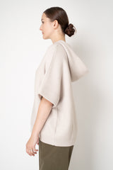 Rocco Ragni Knit Cashmere Hooded Pullover with Brilliant Detail in Oat