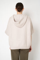 Rocco Ragni Knit Cashmere Hooded Pullover with Brilliant Detail in Oat