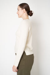 Rocco Ragni Wool Cashmere Ribbed Knit Filo Diamante V-Neck Pullover in Off-White