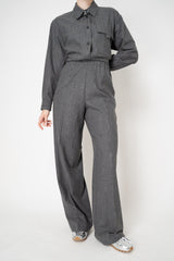 Fabiana Filippi Fuzzy Pinstripe Flannel Straight Leg Pants in Grey
