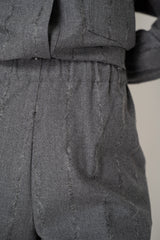 Fabiana Filippi Fuzzy Pinstripe Flannel Straight Leg Pants in Grey