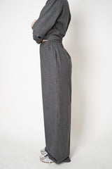Fabiana Filippi Fuzzy Pinstripe Flannel Straight Leg Pants in Grey