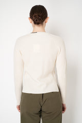 Rocco Ragni Wool Cashmere Ribbed Knit Filo Diamante V-Neck Pullover in Off-White