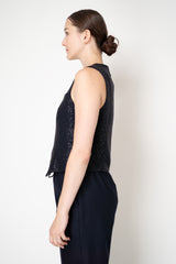 Peserico Sequin Suiting Vest in Deep Navy