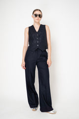 Lorena Antoniazzi Pull-On Style Wool Flannel Trousers in Navy