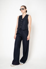 Peserico Sequin Suiting Vest in Deep Navy